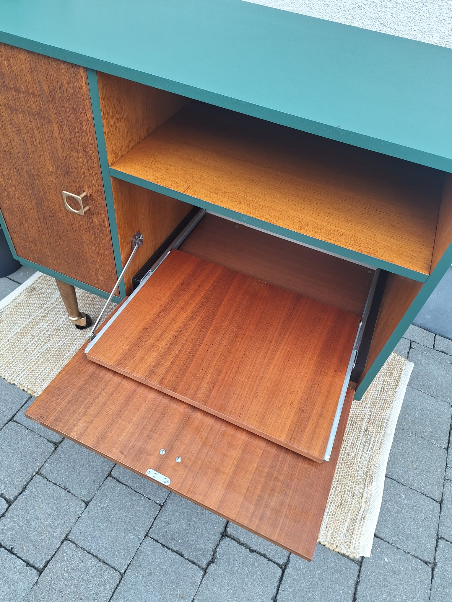 Mid-century stijl kastje op wieltjes - Afbeelding 2