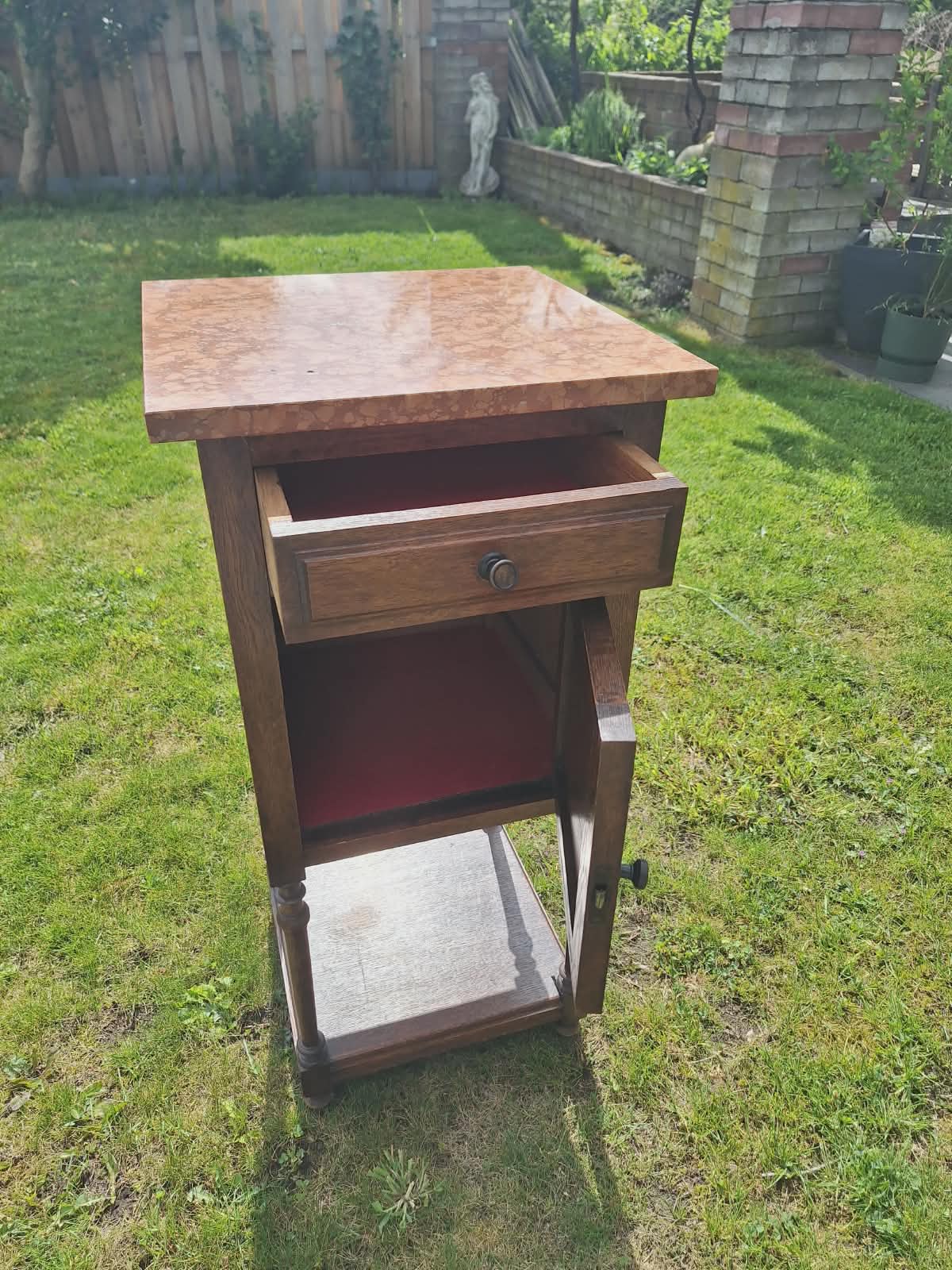 Nachtkastje met marmeren blad - Afbeelding 2