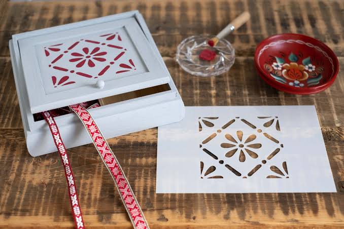 Stencil Floral Pattern Tile - Dala Muses - Afbeelding 2