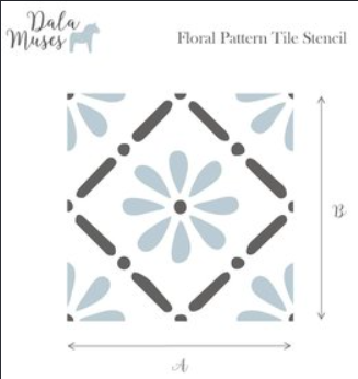 Stencil Floral Pattern Tile - Dala Muses - Afbeelding 3